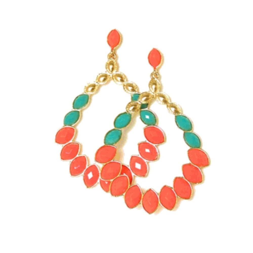 Hooped Teardrop Jeweled Earrings